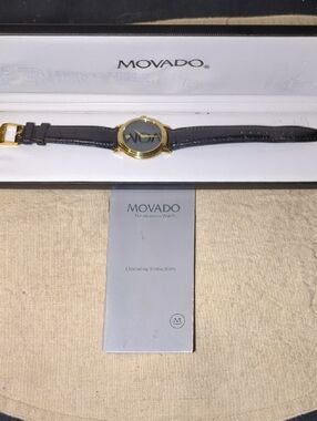 Movado Museum Men's Gold-Tone Case Watch w/Black Movado Leather Strap NOW $250